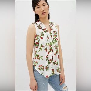 Vera for Anthropologie Womens Top with Cherry Print Tank